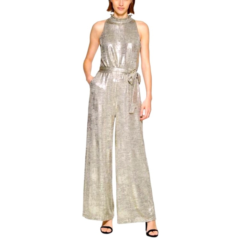 Vince Camuto Women's Metallic Ruffled Jumpsuit Size 14